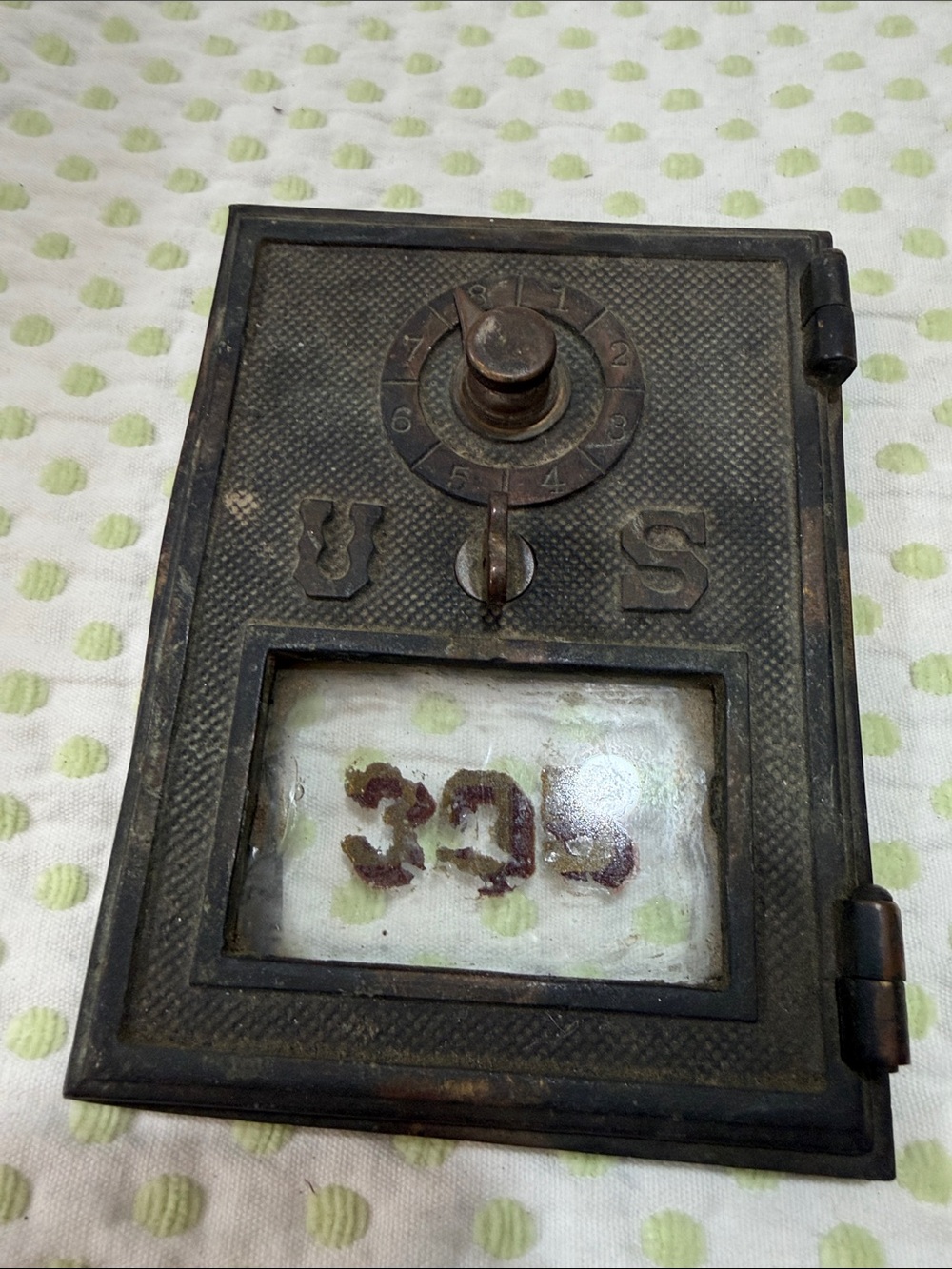 Vintage-Style Black Metal Wall Mailbox Door with Number Window